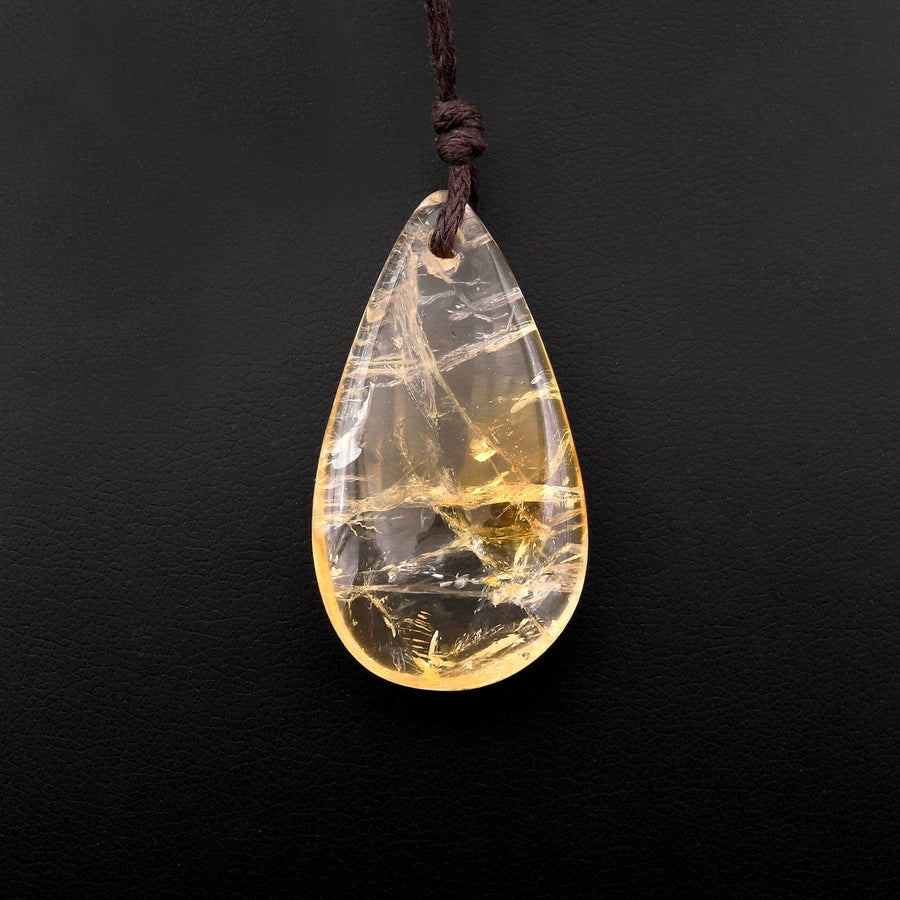 Natural Golden Citrine Teardrop Pendant Bead Drilled Gemstone
