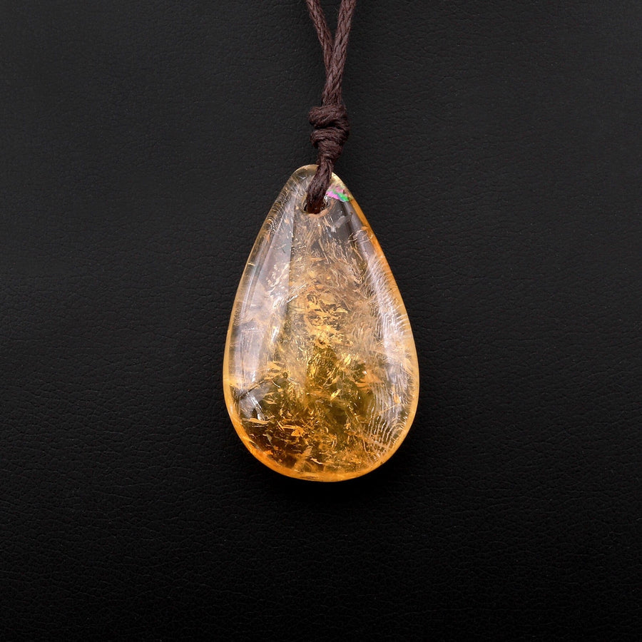 Natural Golden Citrine Teardrop Pendant Bead Drilled Gemstone
