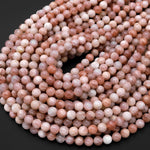 Natural Salmon Peach Moonstone 6mm 8mm 10mm Round Beads 15.5" Strand