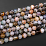 Rare Natural Phantom Agate Beads Smooth 12mm 14mm 16mm 18mm Round Gemstone 15.5" Strand