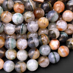 Rare Natural Phantom Agate Beads Smooth 12mm 14mm 16mm 18mm Round Gemstone 15.5" Strand