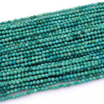 Natural Turquoise Small 2mm Faceted Round Beads Real Genuine Green Turquoise Micro Cut 15.5" Strand
