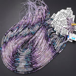 Natural Multicolor Fluorite Faceted 4mm Round Beads Micro Laser Cut Gemstone 15.5" Strand