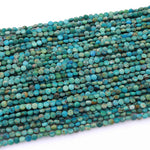 Natural Blue Green Turquoise Faceted 3mm 4mm Coin Beads Real Genuine Gemstone 15.5" Strand