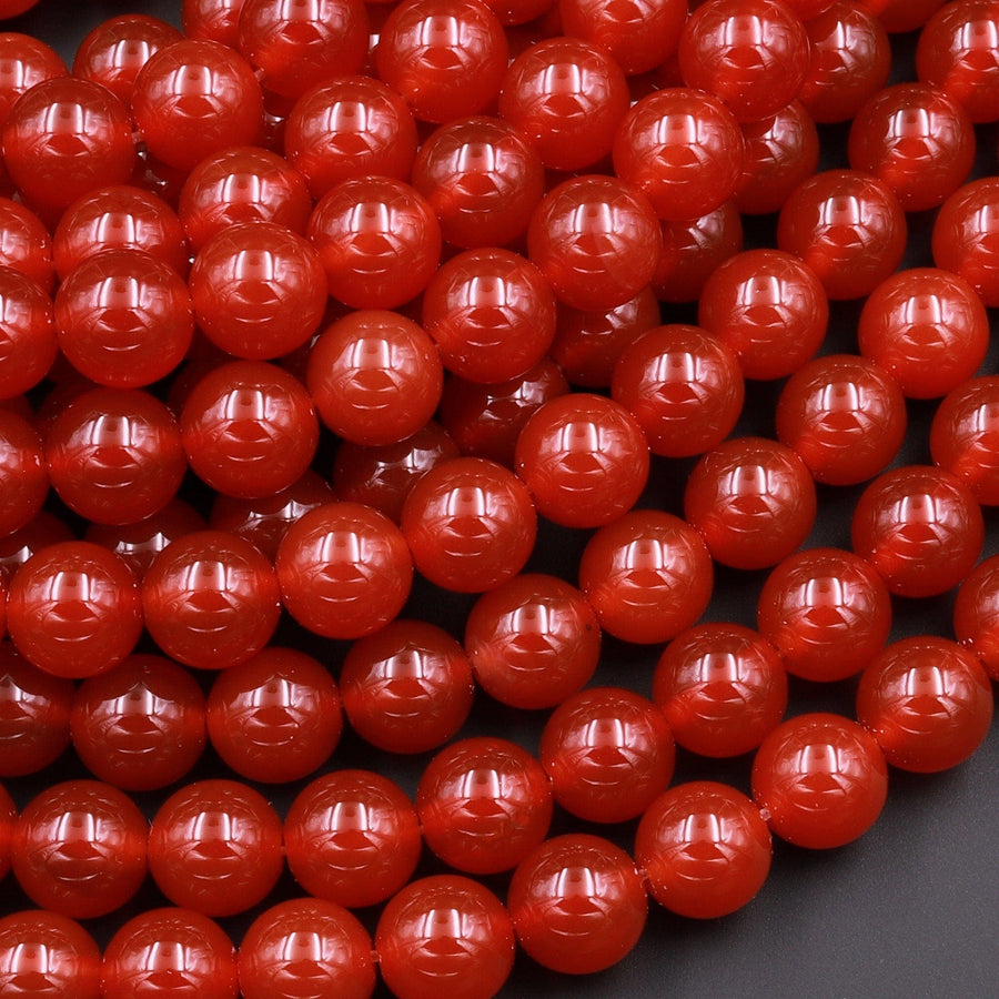 Natural Red Agate 4mm 6mm 8mm 10mm 12mm Round Beads Gemstone 15.5" Strand