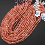 Natural Fiery Orange Sunstone Faceted Rondelle Beads 5mm 6mm 8mm 15.5" Strand
