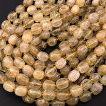 Translucent Natural Golden Rutile Quartz Puffy Smooth Nugget Beads Gemstone 15.5" Strand