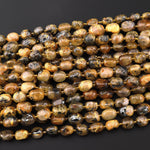 Natural Titanium Golden Rutile Quartz Puffy Smooth Nugget Beads Gemstone 15.5" Strand