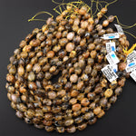 Natural Titanium Golden Rutile Quartz Puffy Smooth Nugget Beads Gemstone 15.5" Strand