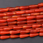 AAA Orange Red Gobi Agate Long Teardrop Beads 15.5" Strand