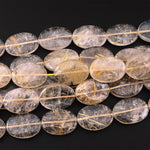 Large Natural Golden Rutile Quartz Smooth Oval Beads Gemstone 15.5" Strand