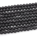 Matte Black Druzy Agate 8mm 10mm Round Beads With Sparkling Quartz Crystal Cave 15.5" Strand