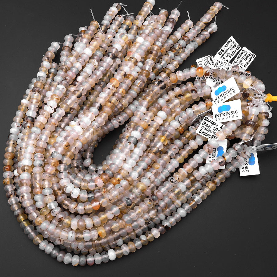 Natural Montana Agate 6mm 8mm Rondelle Beads 15.5" Strand