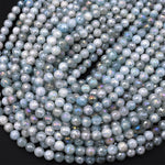 Mystic Aquamarine Faceted 6mm 8mm Round Beads Plated Silverite AB Coated Natural Gemstone 15.5" Strand