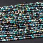 AAA Natural Chrysocolla Faceted 4mm Cube Dice Square Beads Micro Faceted Laser Diamond Cut 15.5" Strand
