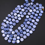 Natural Blue Kyanite Coin Cushion Beads 14mm 15.5" Strand