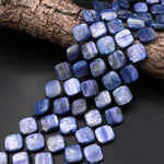 Natural Blue Kyanite Diamond Diagonally Drilled Square Cushion Beads 14mm 15.5" Strand