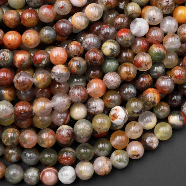 Natural African Bloodstone 4mm 6mm 8mm Round Beads 15.5" Earthy Brown Green Strand