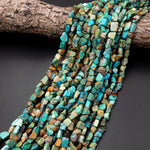 Genuine Natural Turquoise Nugget Beads Freeform Real Blue Green Brown Turquoise Pebble Beads 15.5" Strand