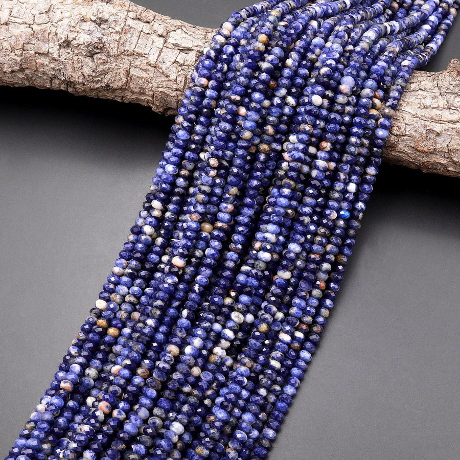 Faceted Natural Orange Sodalite 4mm 6mm Rondelle Beads Multicolor Shaded Gemstone 15.5" Strand