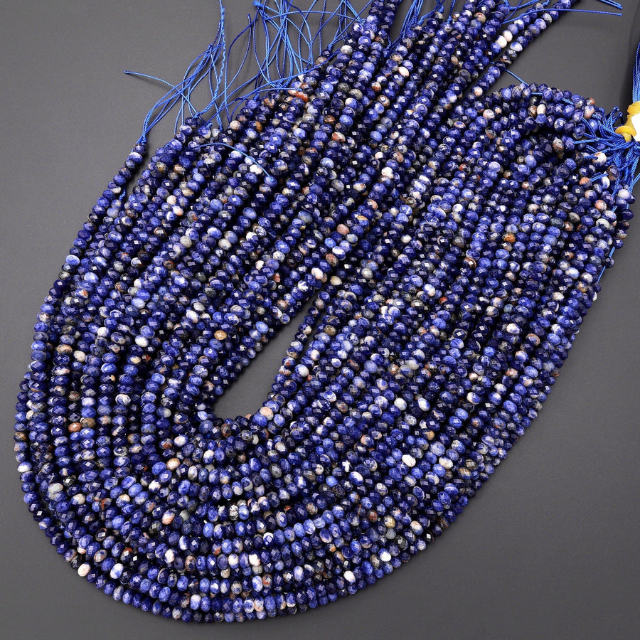Faceted Natural Orange Sodalite 4mm 6mm Rondelle Beads Multicolor Shaded Gemstone 15.5" Strand