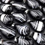 Black White Tuxedo Teardrop Pendant Natural Crystal Focal Bead