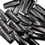 Hand Cut Genuine Natural Shungite Long Rectangle Pendant High Quality Black Lustrous Gemstone from Russia