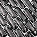 Hand Cut Genuine Natural Shungite Long Rectangle Pendant High Quality Black Lustrous Gemstone from Russia