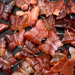 Hand Carved Natural Carnelian Butterfly Earring Pair Drilled Gemstone Matched Beads