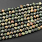 Large Hole Beads Natural Verdite Jungle Jasper 8mm 10mm Round Beads Big 2.5mm Hole 8" Strand