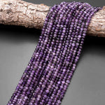 Faceted Natural Amethyst 5mm rondelle Beads 15.5" Strand