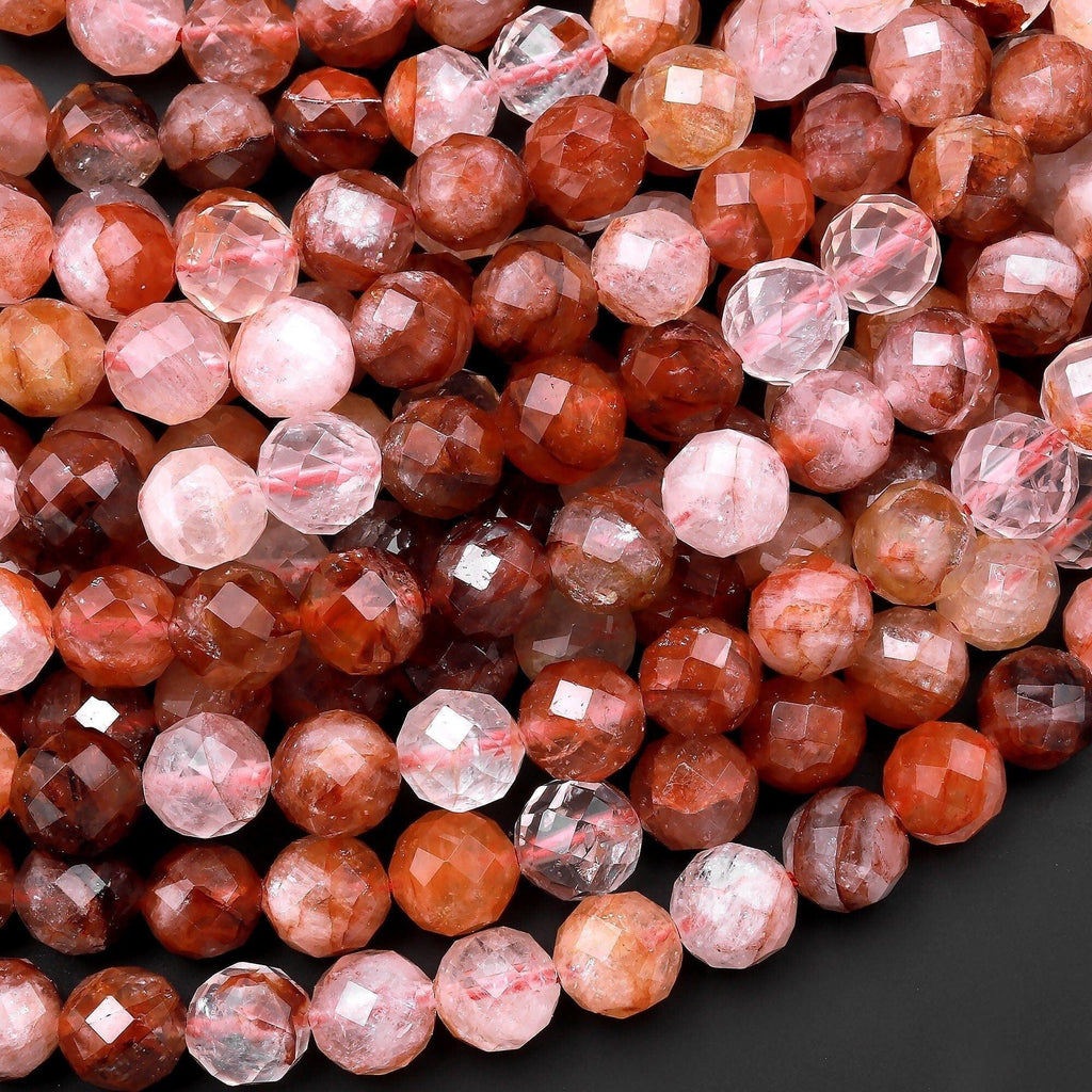 AAA Faceted Red Lepidocrocite Quartz 6mm 8mm 10mm Rou Intrinsic Trading