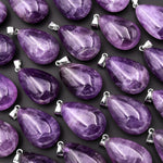 Natural Purple Amethyst Gemstone Teardrop Pendant Natural Crystal Focal Bead