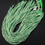 Natural Green Aventurine Thin Long Tube Beads 14mm 15.5" Strand