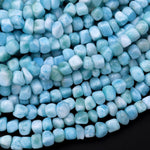 Natural Blue Larimar Freeform Square Nugget Beads Gemstone 15.5" Strand