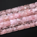 Faceted Natural Pink Morganite 16x12mm Rectangle Beads Aka Pink Beryl Aquamarine Gemstone 15.5" Strand