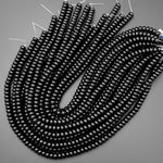 AAA Natural Black Onyx Rondelle Beads Smooth 6x4mm 8x5mm 10x6mm High Quality Natural Black Gemstone 15.5" Strand