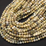Natural African Moss Dendritic Opal 6mm 8mm Round Beads Light Yellow Gemstone 15.5" Strand