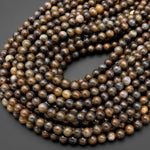 Natural Mongolian Jade 6mm 8mm Round Beads High Polish Smooth Real Genuine Dark Brown Jade Gemstone 15.5" Strand