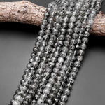 AAA Rare Natural Black Phantom Mica Quartz 6mm 8mm 10mm Round Beads 15.5" Strand