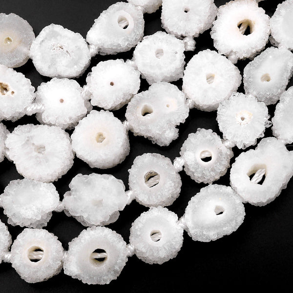 Natural Solar Quartz Flower Slice Stalactite Flower Beads Perfect for Earrings Beads 15.5" Strand
