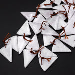 Icy Natural Real Genuine Burma White Jade Triangle Earring Pair Drilled Gemstone Matched Beads