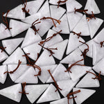 Icy Natural Real Genuine Burma White Jade Triangle Earring Pair Drilled Gemstone Matched Beads