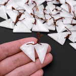 Icy Natural Real Genuine Burma White Jade Triangle Earring Pair Drilled Gemstone Matched Beads