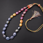 Natural Multicolor Red Pink Golden Yellow Blue Sapphire Smooth Oval Pebble Large Gemstone Beads Necklace Strand