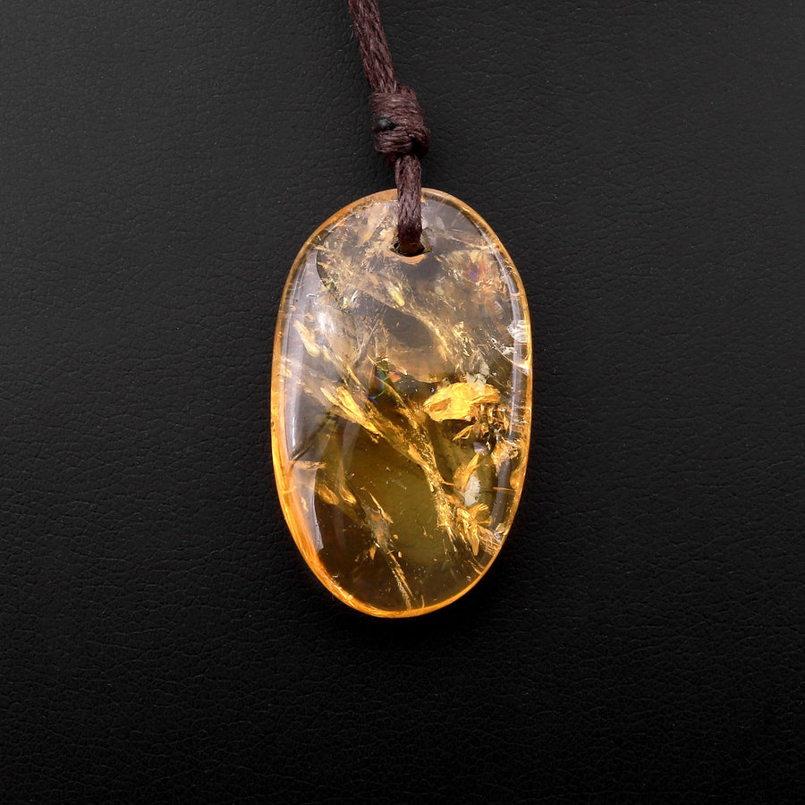 Natural Golden Citrine Long Oval Pendant Bead Drilled Gemstone