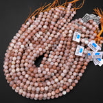 Natural Salmon Peach Moonstone 6mm 8mm 10mm Round Beads 15.5" Strand