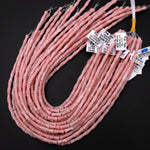 Natural Pink Opal Bamboo Stem Tube Beads 15.5" Strand