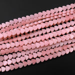 Natural Pink Opal Smooth Heart Beads 15.5" Strand