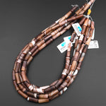 Matte Tibetan Agate Beads Tube Amazing Veins Bands Stripes High Quality Brown White Bead 15.5" Strand